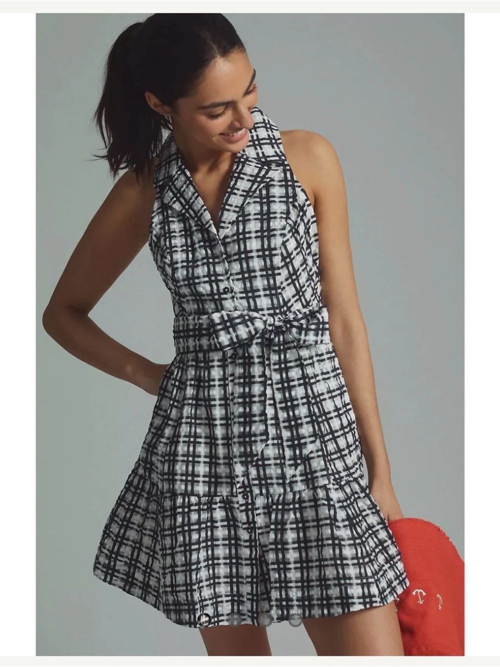 Anthropologie Maeve Black & White Plaid Dress size 12